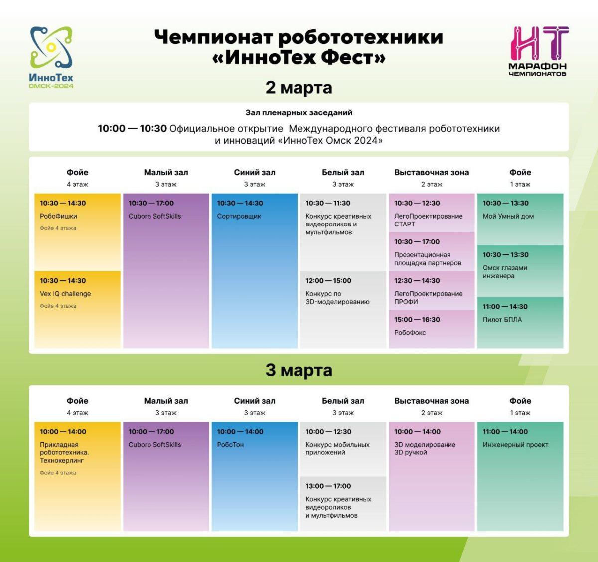 Схема загрузки помещений и проведения соревнований